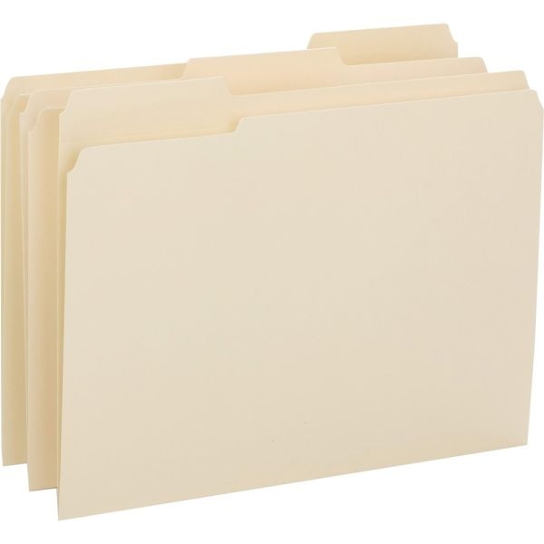 Business Source 1/3-Cut Tab File Folders, 3/4" Expansion, Letter Size, Manila, Box Of 50 Folders