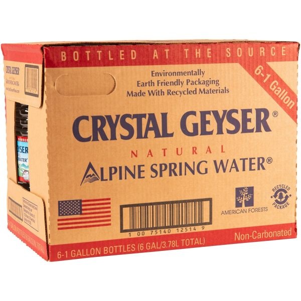 Crystal Geyser Alpine Spring Bottled Water, 1 Gallon, 288 Bottles Per Pallet