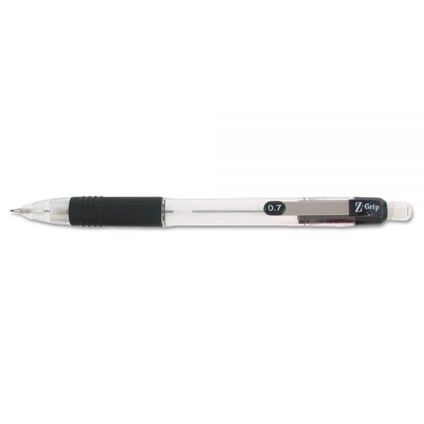 Zebra Z-Grip Mechanical Pencil, 0.7 Mm, Hb (#2), Black Lead, Clear/Black Barrel, 24/Pack