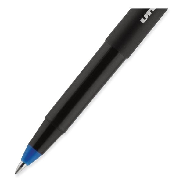 Uniball Onyx Roller Ball Pen, Stick, Fine 0.7 Mm, Blue Ink, Black/Blue Barrel, Dozen