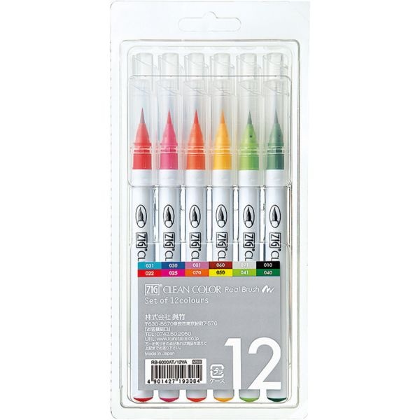 Kuretake Zig Clean Color Real Brush Markers 12/Pkg