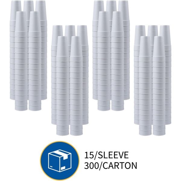 Genuine Joe Foam Cups, 24 Oz, Styrofoam, White, 300/Carton