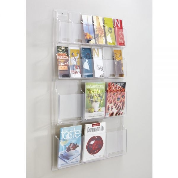 Safco Reveal Clear Literature Displays, 18 Compartments, 30W X 2D X 45H, Clear