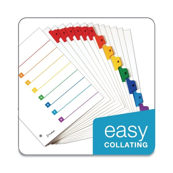 Cardinal Onestep Printable Table Of Contents And Dividers, 8-Tab, 1 To 8, 11 X 8.5, White, 6 Sets