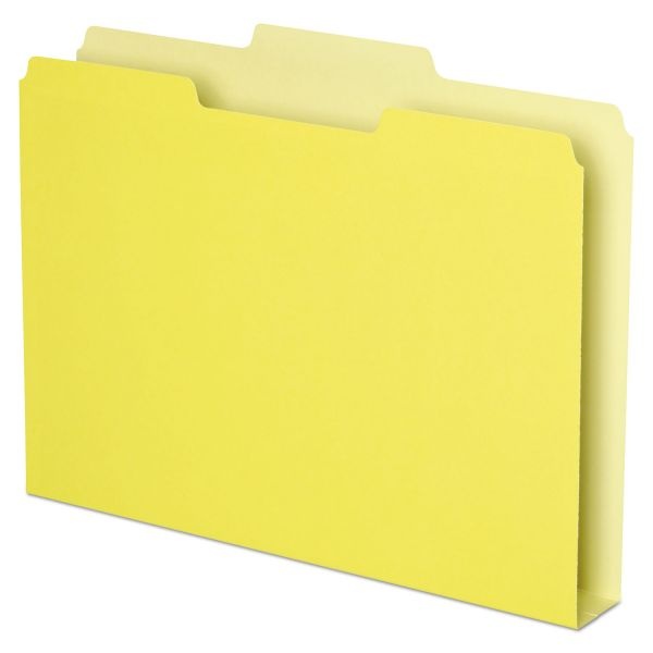 Pendaflex Double Stuff File Folders, 1/3-Cut Tabs: Assorted, Letter Size, 1.5" Expansion, Yellow, 50/Pack
