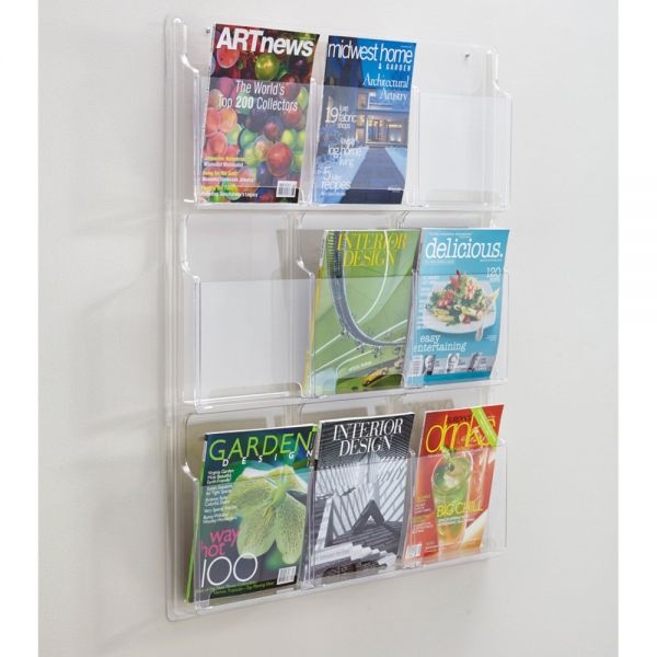 Safco Reveal Clear Literature Displays, 9 Compartments, 30W X 2D X 36.75H, Clear