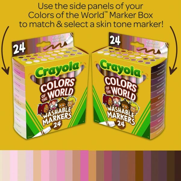 Crayola Colors Of The World Permanent Markers, Broad Bullet Tip, Assorted Colors, 24/Pack