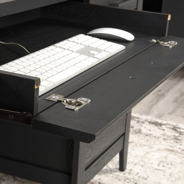 Sauder Summit Station 66"W Executive Computer Desk, Raven Oak