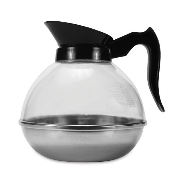 Coffee Pro Unbreakable Regular Coffee Decanter, 12-Cup, Stainless Steel/Polycarbonate, Black Handle