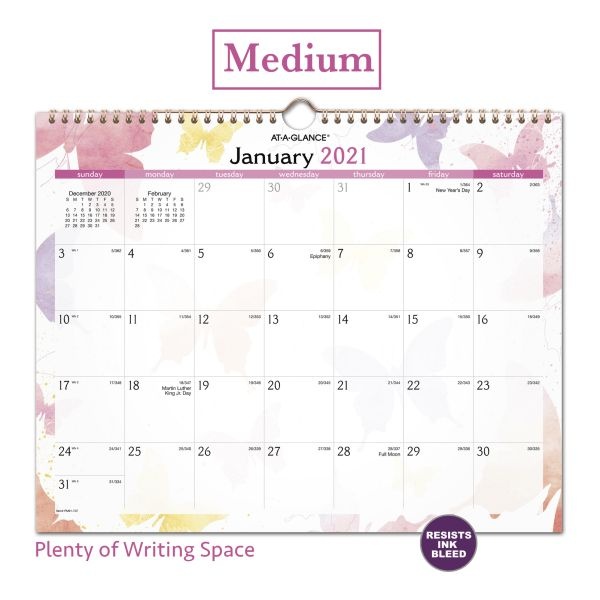 At-A-Glance Watercolors Monthly Wall Calendar, 2023 Calendar