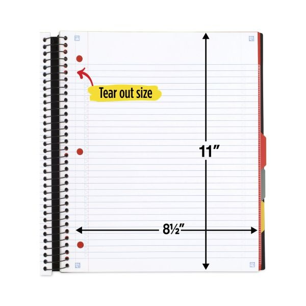 Five Star Advance Wirebound Notebook, 5 Subject, 10 Pockets, Medium/College Rule, Randomly Assorted Covers, 11 X 8.5, 200 Sheets