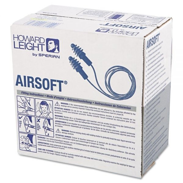 Howard Leight By Honeywell Airsoft Reusable Air Cushioned Earplugs, Uncorded, 100 Pair/Box