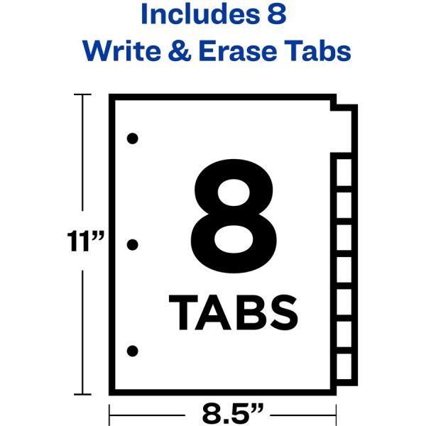 Avery Big Tab Write-On Tab Dividers With Erasable Laminated Tabs, 8-Tab, Multicolor