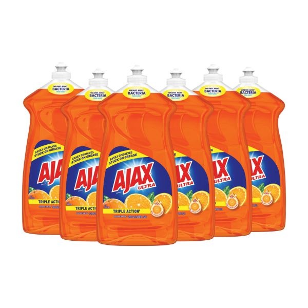Ajax Dish Detergent, Liquid, Orange, 52 Oz, Bottle, 6/Carton