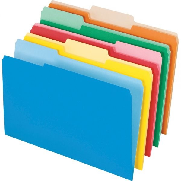 Pendaflex Interior File Folders, 1/3-Cut Tabs: Assorted, Legal Size, Assorted Colors, 100/Box