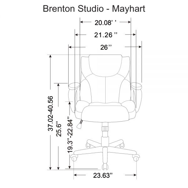 Brenton Studio Mayhart Vinyl Mid-Back Chair, Brown/Black