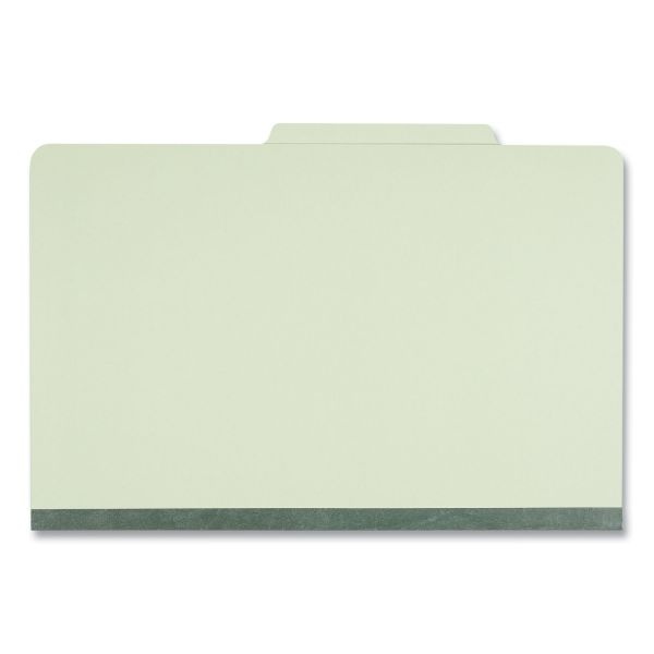 Universal Six-Section Pressboard Classification Folders, 2" Expansion, 2 Dividers, 6 Fasteners, Legal Size, Green Exterior, 10/Box