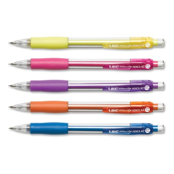 Bic Velocity Original Mechanical Pencils, 0.7 Mm, Assorted Barrel Colors, Pack Of 5