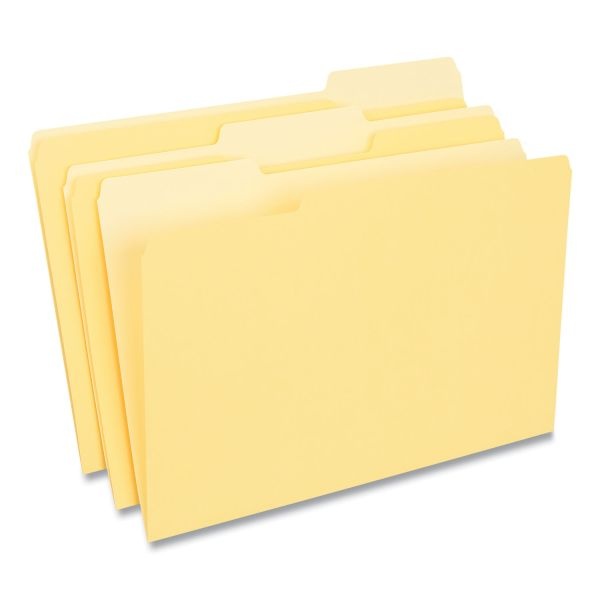 Universal Deluxe Colored Top Tab File Folders, 1/3-Cut Tabs: Assorted, Legal Size, Yellow/Light Yellow, 100/Box