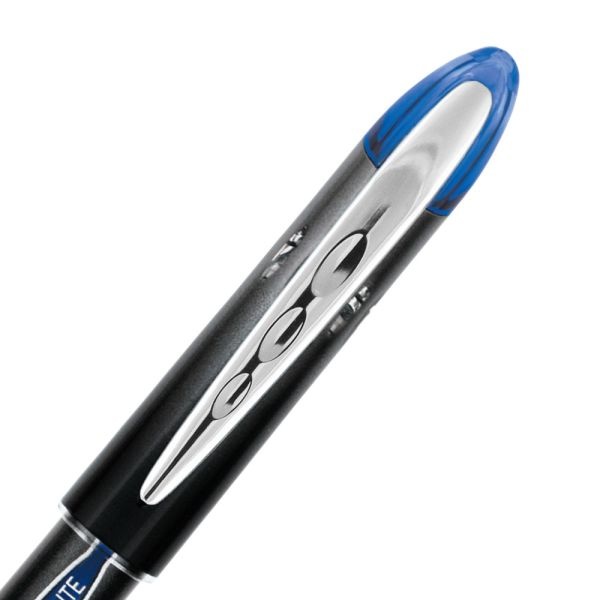 Uniball Vision Elite Rollerball Pens, Ultra-Fine Point, 0.5 Mm, Black Barrel, Blue Ink, Pack Of 12 Pens