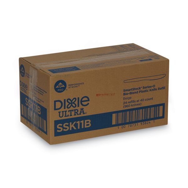 Dixie Smartstock Plastic Cutlery Refill, Knives, 7", Series-O Mediumweight Bio-Blend Beige, 40/Pack, 24 Packs/Carton