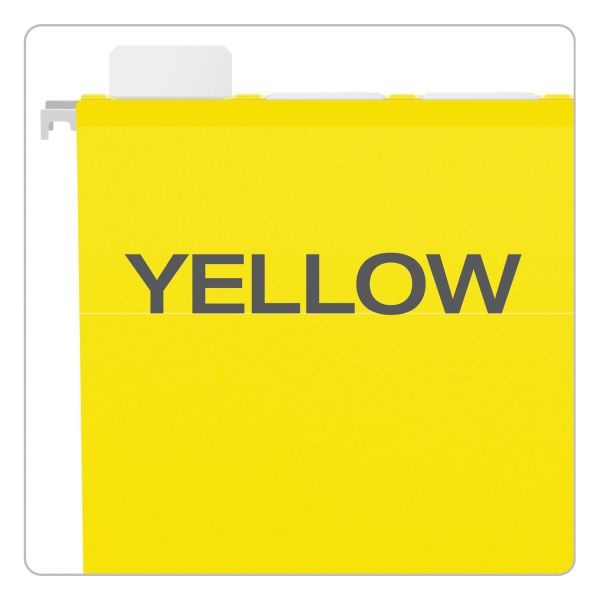 Pendaflex Ready-Tab Colored Reinforced Hanging Folders, Letter Size, 1/5-Cut Tabs, Yellow, 25/Box