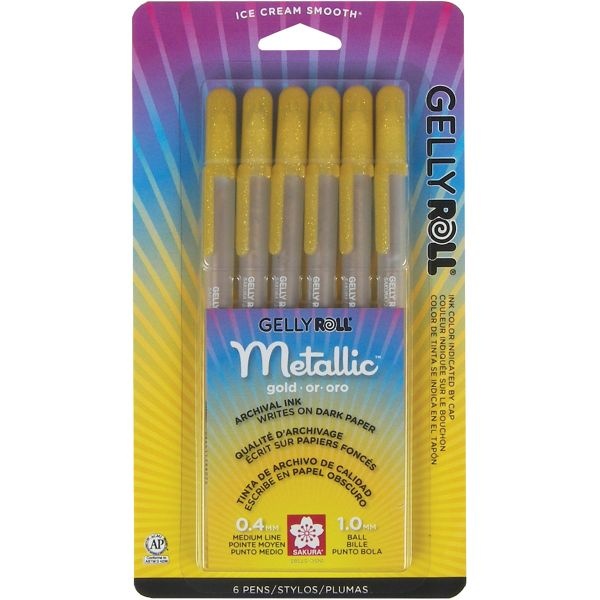 Gelly Roll Metallic Medium Point Pens 6/Pkg