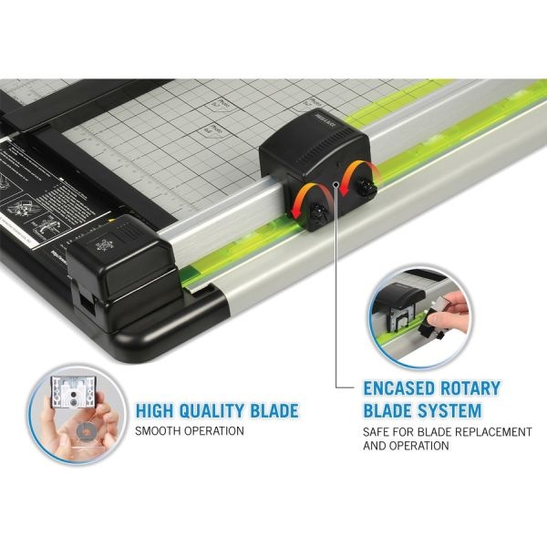 Dahle Rolling/Rotary Paper Trimmer/Cutter, 7 Sheets, 12 Cut Length, Metal Base, 8.25 x 17.38