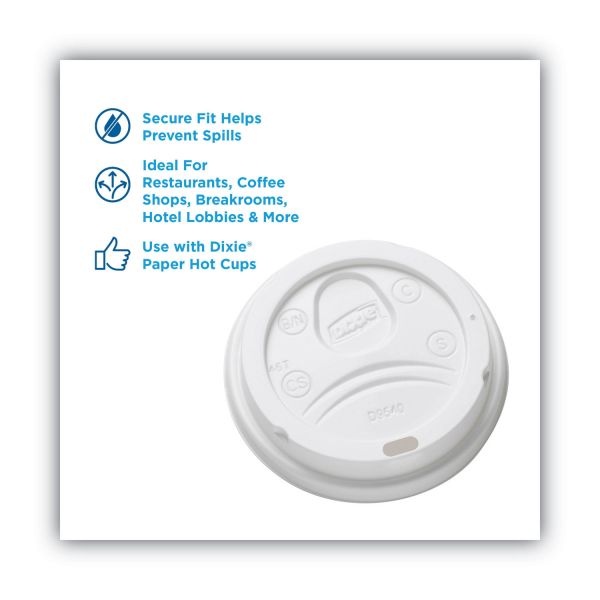Dixie Sip-Through Dome Hot Drink Lids, Fits 10 Oz Cups, White, 100/Pack