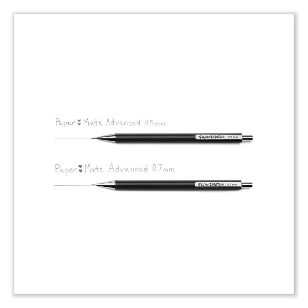 Paper Mate Advanced Mechanical Pencils, 0.7 Mm, Hb (#2), Black Lead, Gun Metal Gray; Rose Gold Barrel, 2/Pack