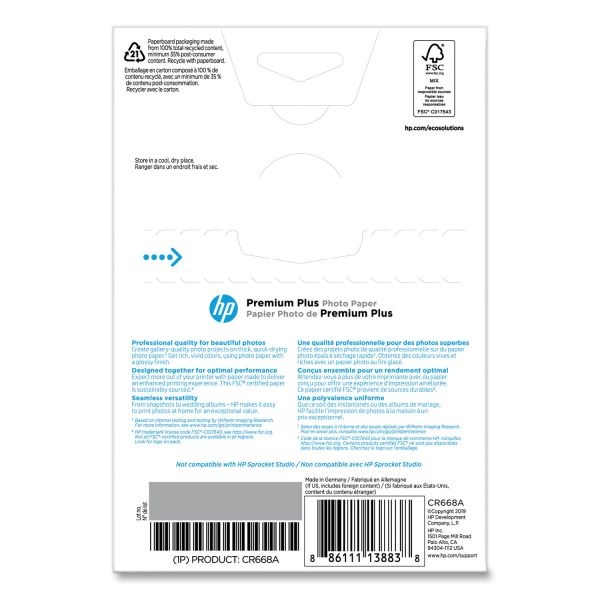 HP Advanced Photo Paper for Inkjet Printers Glossy 4 x 6 66 Lb