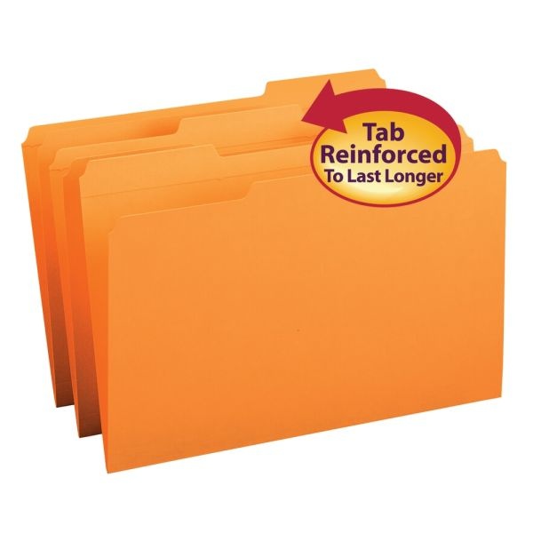 Smead 1/3-Cut 2-Ply Color File Folders, Legal Size, Orange, Box Of 100