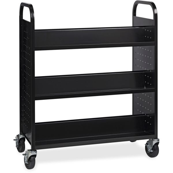 Lorell Double-Sided Book Cart, Black