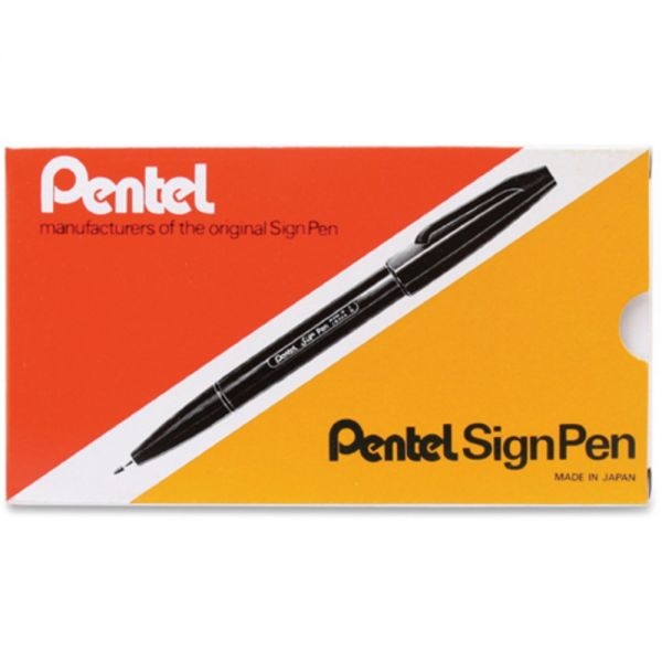 Pentel Fiber-Tipped Sign Pens - Bold Pen Point - Green Water Based Ink - Fiber Tip - 1 Dozen