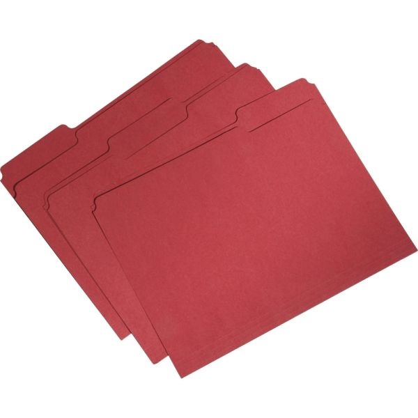 Skilcraft Single-Ply Top File Folders, 100% Recycled, Red, Box Of 100 (Abilityone 7530-01-566-4134)