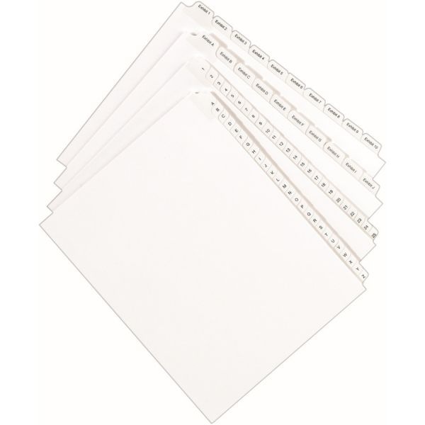 Avery Preprinted Legal Exhibit Side Tab Index Dividers, Allstate Style, 10-Tab, 4, 11 X 8.5, White, 25/Pack