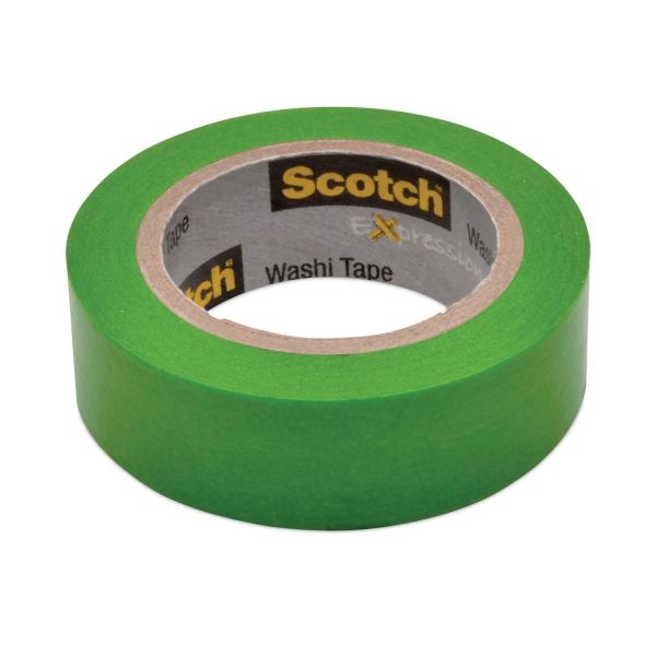 Scotch Expressions Washi Tape, 1.25" Core, 0.59" X 32.75 Ft, Green