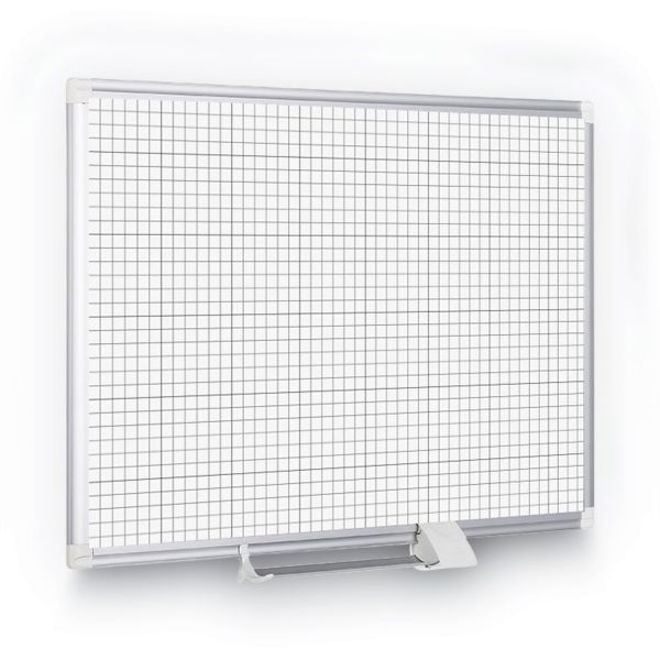 Mastervision Grid Planning Board, 1" Grid, 72 X 48, White/Silver