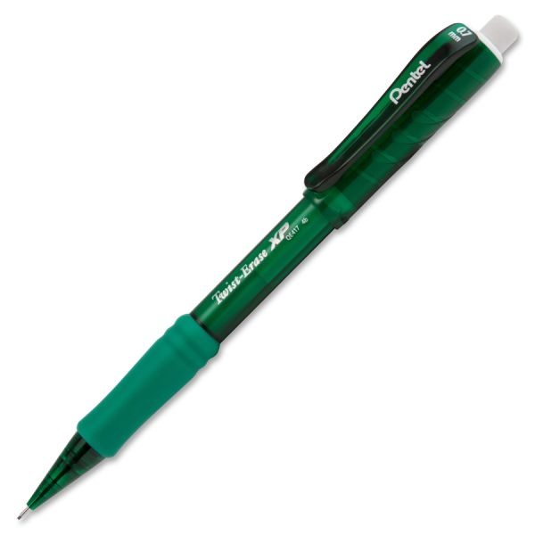 Pentel Twist-Erase Express Mechanical Pencils With Tube Of Lead/Eraser, 0.7 Mm, Hb (#2), Black Lead, Assorted Barrel Colors, 2/Pack