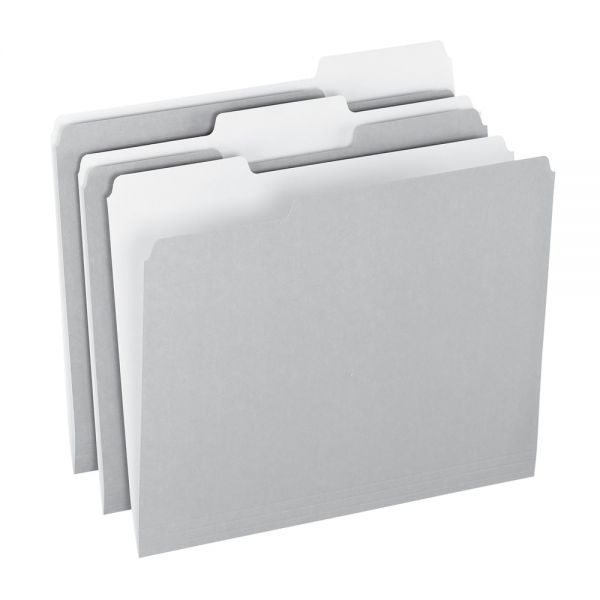 2-Tone File Folders, 1/3 Cut, Letter Size, Gray, Box Of 100