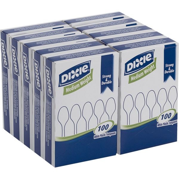 Dixie Medium-Weight Disposable Teaspoon Grab-N-Go By Gp Pro - 100 / Box - 10/Carton - Teaspoon - 1000 X Teaspoon - White
