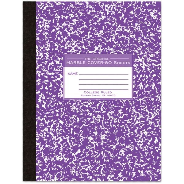 Roaring Spring Flexible Cover Marble Composition Book, Med/College Rule, Asst Cover, (80) 10.25 X 7.88 Sheet, 48/Ct
