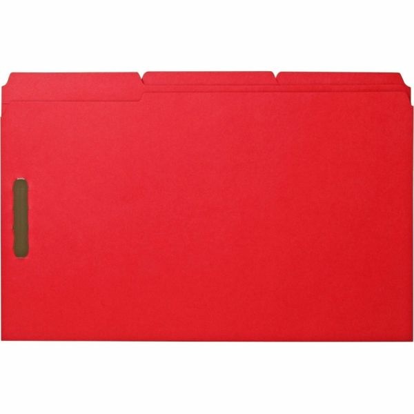 Sparco Color Fastener Folders With 2-Ply Tabs, Legal Size, Red, Box Of 50