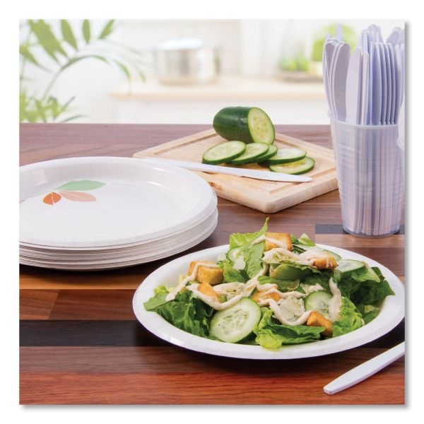 Dart Bare Paper Eco-Forward Dinnerware, 8 1/2" Plate, Green/Tan, 250/Carton