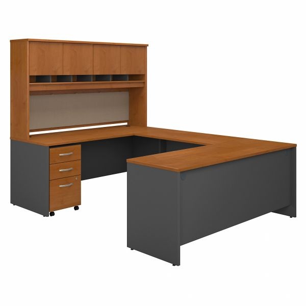 Bush Business Furniture Series C 72W U Shaped Desk With Hutch And Storage In Natural Cherry