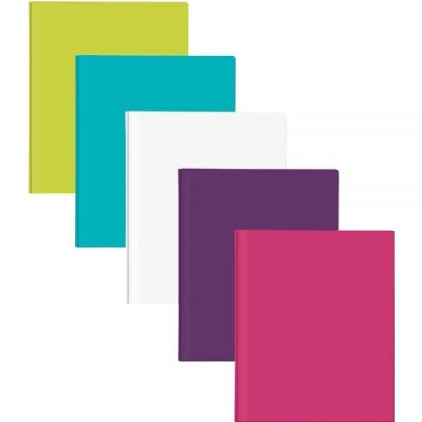 2-Pocket School-Grade Poly Folder With Prongs, Letter Size, Assorted Fashion Colors, Pack Of 5