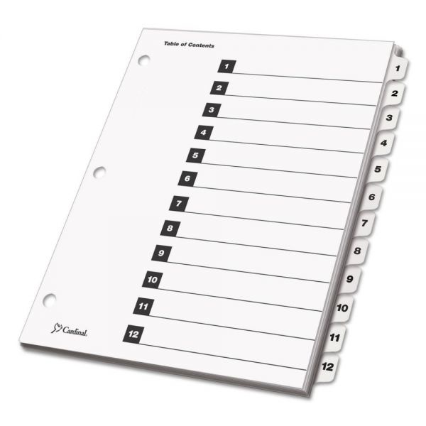 Cardinal Onestep Printable Table Of Contents And Dividers, 12-Tab, 1 To 12, 11 X 8.5, White, 1 Set
