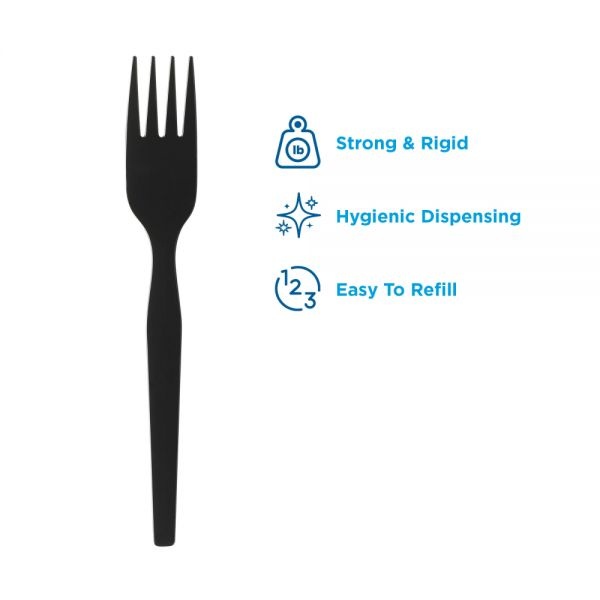 Dixie Heavy-Weight Polystyrene Disposable Plastic Forks Grab-N-Go By Gp Pro (Georgia-Pacific), Black, 10 Packs Per Case