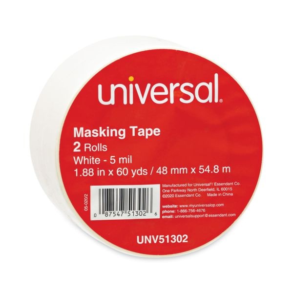 Universal General-Purpose Masking Tape, 3" Core, 48 Mm X 54.8 M, Beige, 2/Pack