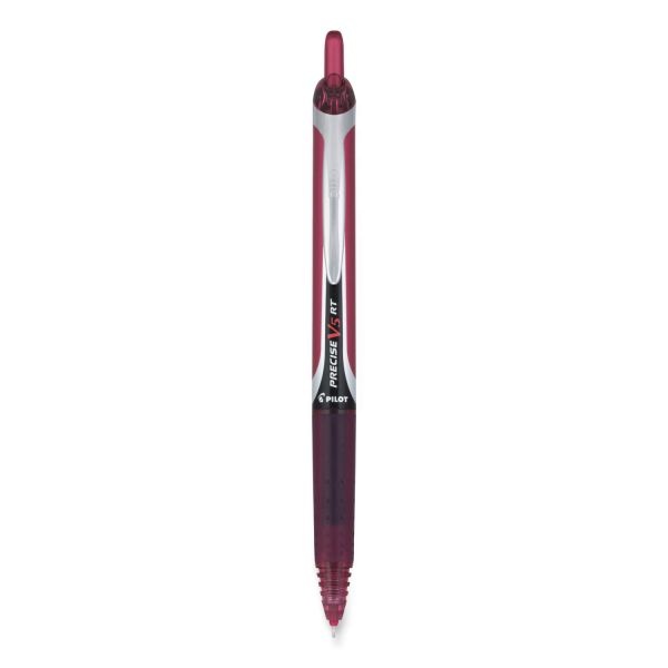 Pilot Precise V5rt Roller Ball Pen, Retractable, Extra-Fine 0.5 Mm, Burgundy Ink, Burgundy/Silver Barrel, Dozen